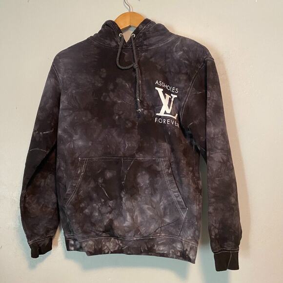 Assholes*s Live Forever LV Hoodie Sweatshirt Mens S Black Tie Dye karmaloop - Picture 2 of 5